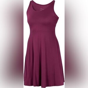 Scoop-Neck Flare Tank Wool Dress with POCKETS